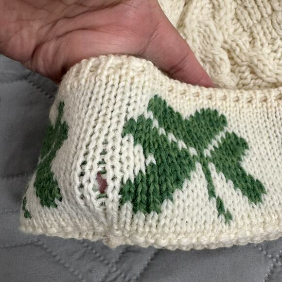 Carraigdonn Children's 100% Merino Wool Shamrock Beanie Hat Made In Ireland-Flaw - Picture 7 of 7